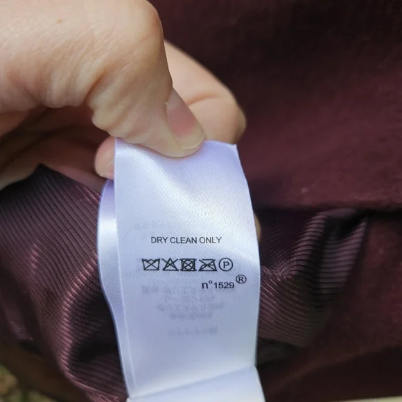 LRL Ralph Lauren wool blend single breasted mid-length coat burgundy size 8 - Picture 8 of 8